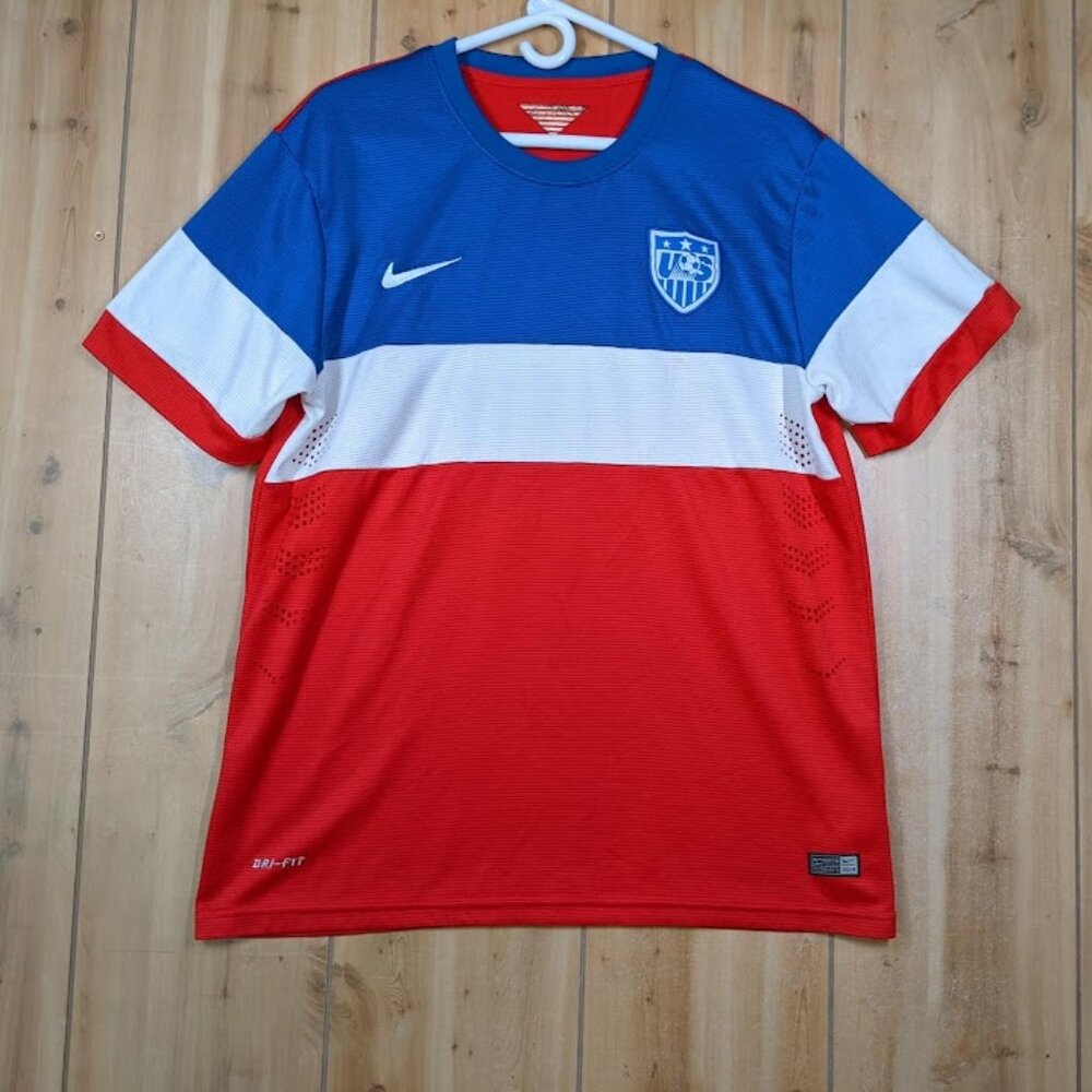 Nike Dri-Fit USA US 2014 Soccer Jersey USMNT Men's Sz Large World Cup Bomb Pop